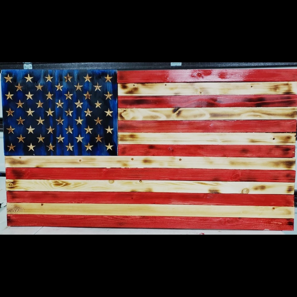 Handcrafted Wooden American Flag